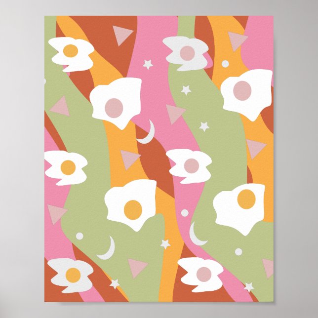 Affiche Oeufs frits Pop Art Vintage Imprimer (Devant)