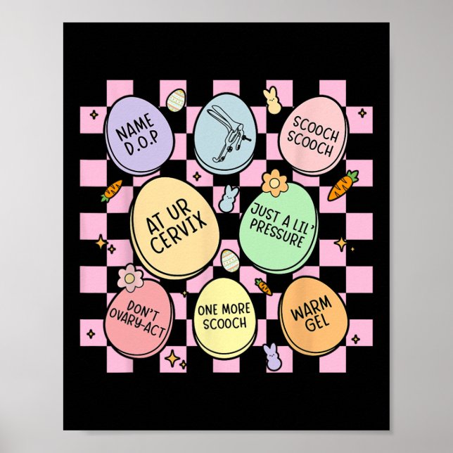 Affiche Oeufs obstétriciens Bunny Gynécologue Obgyn Nurse  (Devant)