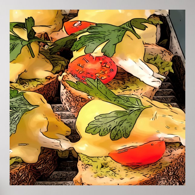 Affiche Oeufs pochés avec Avocado sur toast (Devant)