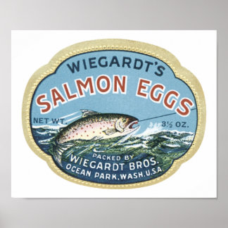 Affiche Oeufs Saumons de Wiegardt Annonce vintage