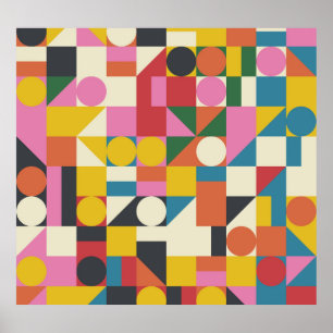 Affiche OEuvre Bauhaus : composition géométrique abstraite