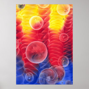 Affiche Œuvre d'art abstrait peinte à la main Rouge Jaune