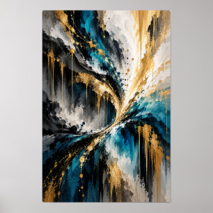 Affiche Œuvre d'art abstraite de convergence de sarcelle e