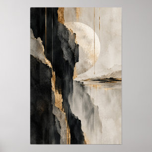 Affiche Œuvre d'art abstraite de mur d'horizon de beige no