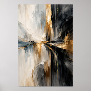 Affiche Œuvre d'art abstraite de mur d'horizon d'or d'ivoi