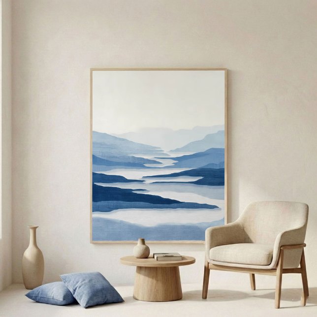 Affiche Œuvre d'art abstraite de vallée fluviale (Créateur téléchargé)