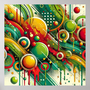 Affiche Œuvre d'art abstraite dynamique avec des cercles c