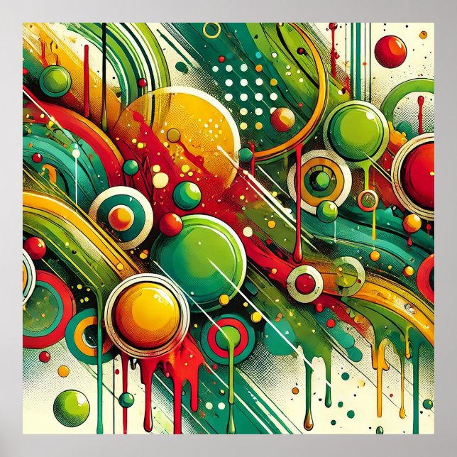 Affiche Œuvre d'art abstraite dynamique avec des cercles c (Devant)