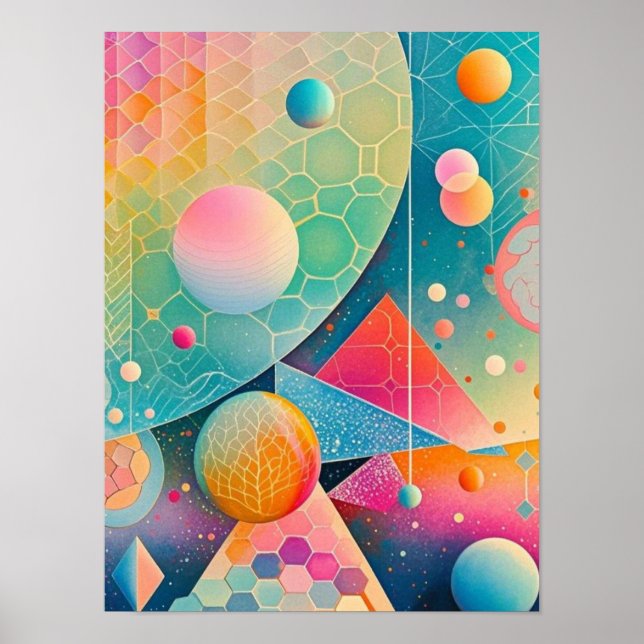 Affiche OEuvre d'art abstraite dynamique et fantaisiste gé (Devant)