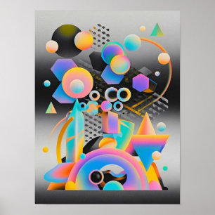 Affiche OEuvre d'art abstraite dynamique et fantaisiste gé