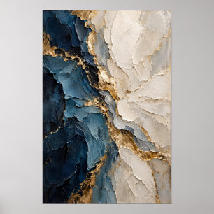 Affiche Œuvre d'art abstraite géométrique sarcelle beige e