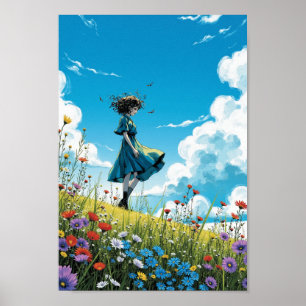 Affiche Œuvre d'art anime Windy Wildflower Hill