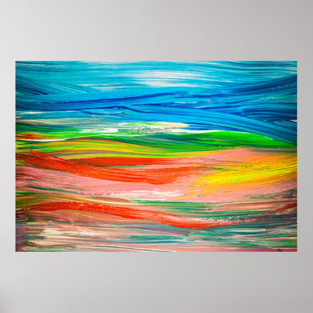 Affiche Œuvre d'art aquarelle colorée abstraite (Devant)