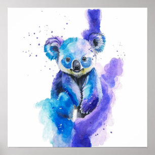 Affiche Oeuvre d'art aquarelle de koala coloré