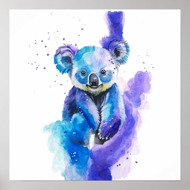 Affiche Oeuvre d'art aquarelle de koala coloré (Devant)