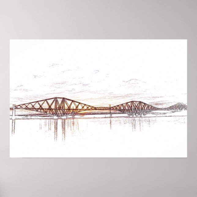 Affiche Œuvre d'art atmosphérique Forth Bridge (Devant)