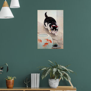Affiche Œuvre d'art Bowl de chat et poisson rouge,
