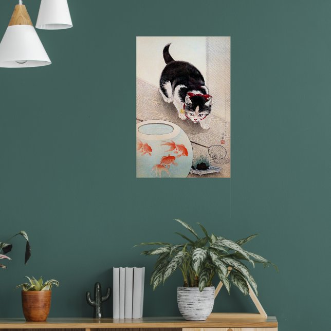 Affiche Œuvre d'art Bowl de chat et poisson rouge,  (Salon 1)