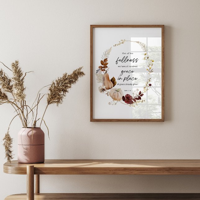 Affiche Œuvre d'art chrétienne d'automne – Jean 1:16 Verse (Créateur téléchargé)