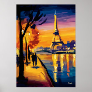 Affiche Œuvre d'art colorée fauviste de la Tour Eiffel de
