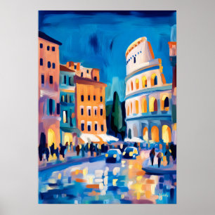 Affiche Œuvre d'art colorée fauviste du Colisée de Rome