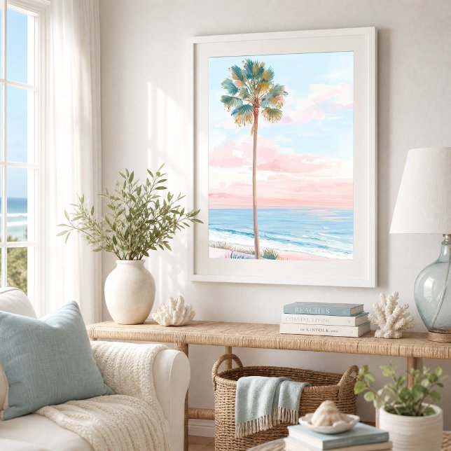 Affiche Œuvre d'art côtière Pastel Palm Beach (Créateur téléchargé)