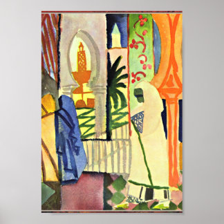 Affiche Œuvre d'art d'August Macke, Dans la salle du templ