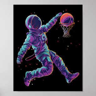 Affiche Œuvre d'art de basket-ball Astronaute Slam Dunk Jo