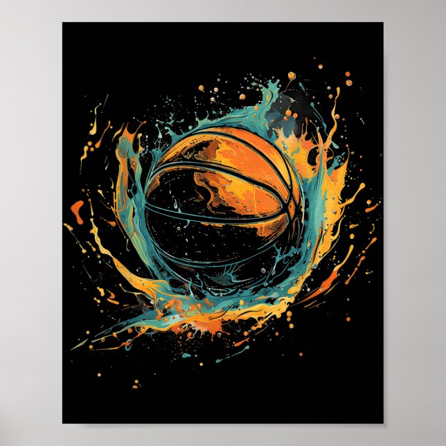 Affiche Œuvre d'art de basketball Amateur de basketball Aq (Devant)
