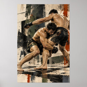 Affiche Œuvre d'art de combat de MMA Lutte libre murale ar