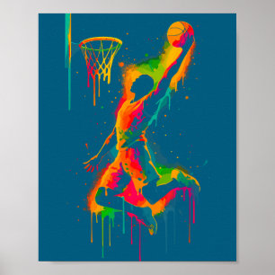 Affiche Œuvre d'art de dunk de joueur de basket-ball au gr