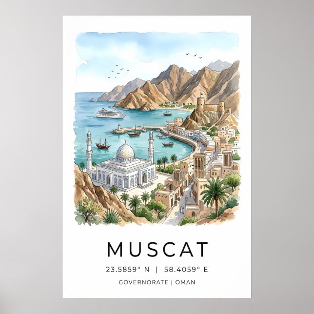 Affiche Œuvre d'art de la capitale d'Oman - Vue tranquille (Devant)