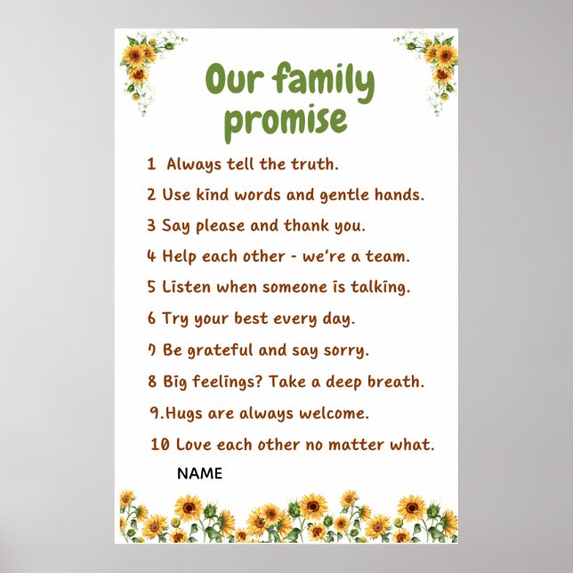 Affiche Œuvre d'art de la promesse de la famille (Devant)