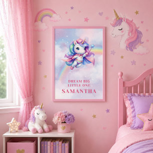 Affiche Œuvre d'art de licorne fantaisiste aux couleurs pa