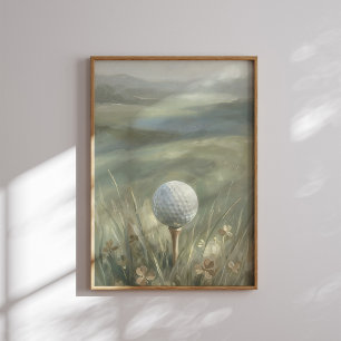 Affiche Œuvre d'art de paysage de balle de golf sur Tee