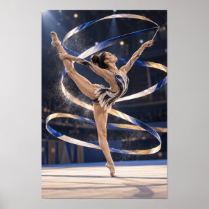 Affiche Œuvre d'art de ruban de gymnastique rythmique fémi