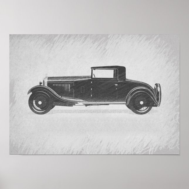 Affiche Œuvre d'art de voiture rétro (Devant)