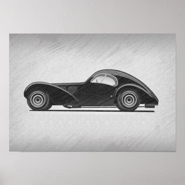 Affiche Œuvre d'art de voiture rétro (Devant)