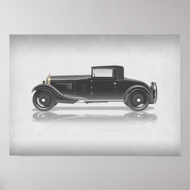 Affiche Œuvre d'art de voiture rétro (Devant)
