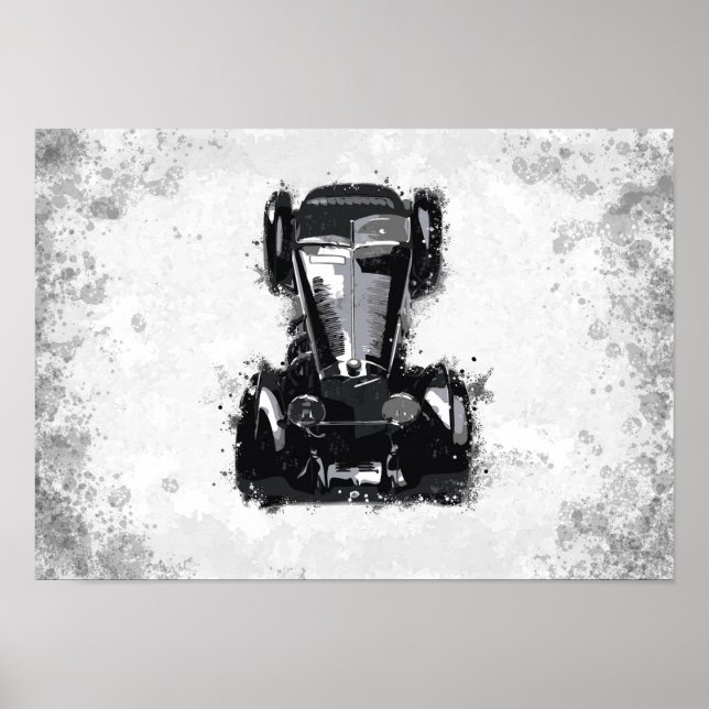 Affiche Œuvre d'art de voiture rétro (Devant)