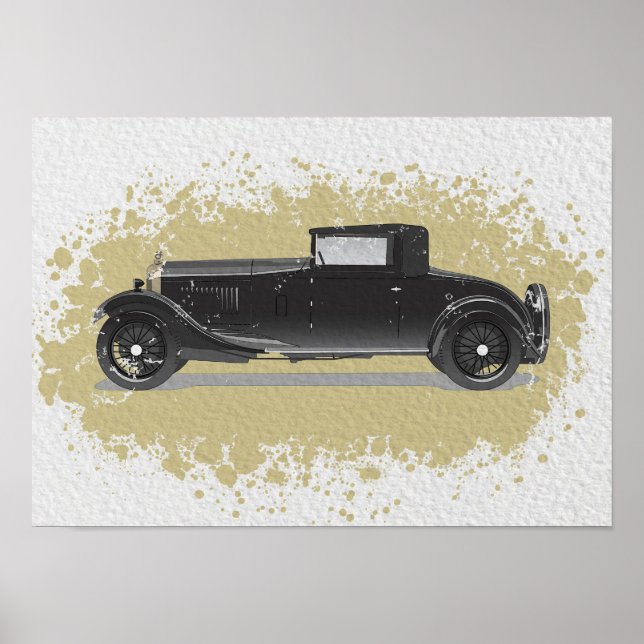 Affiche Œuvre d'art de voiture rétro (Devant)
