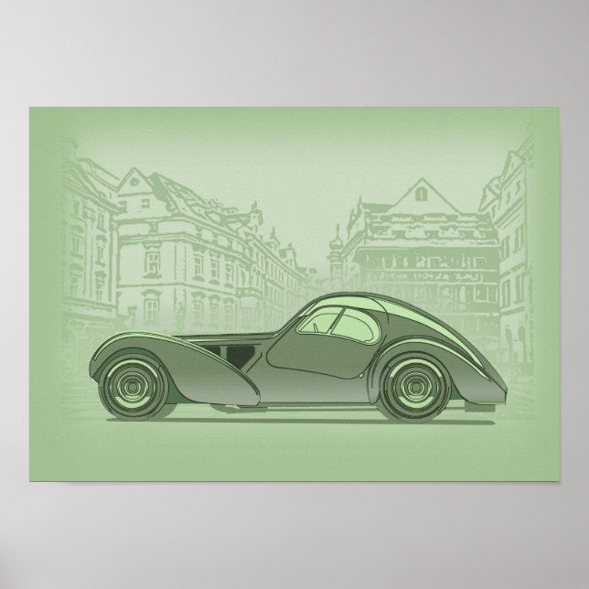 Affiche Œuvre d'art de voiture rétro (Devant)