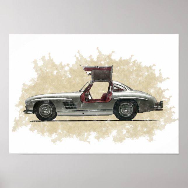 Affiche Œuvre d'art de voiture rétro (Devant)