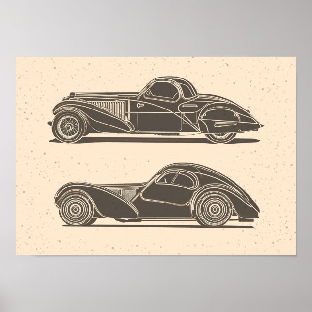 Affiche Œuvre d'art de voiture rétro (Devant)