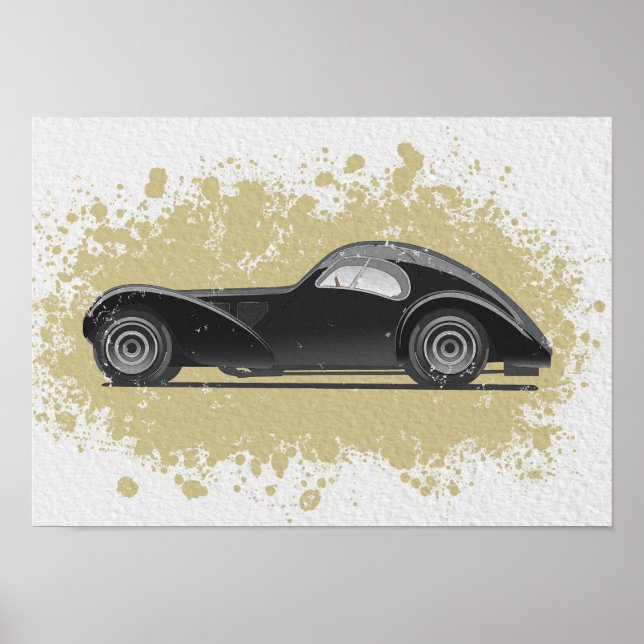 Affiche Œuvre d'art de voiture rétro (Devant)