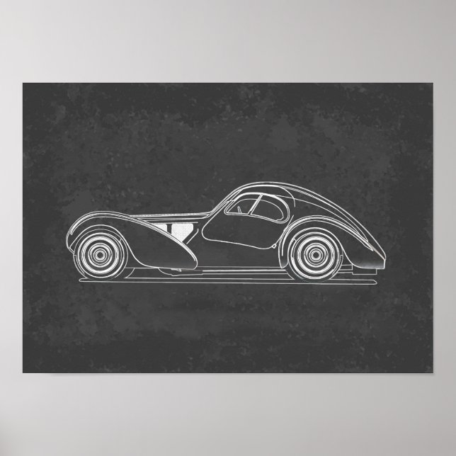 Affiche Œuvre d'art de voiture rétro (Devant)