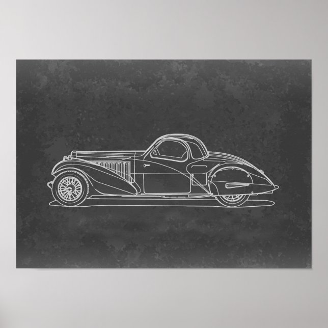 Affiche Œuvre d'art de voiture rétro (Devant)