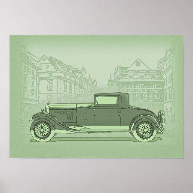 Affiche Œuvre d'art de voiture rétro (Devant)