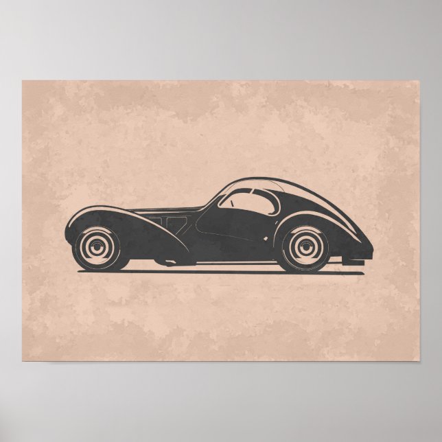 Affiche Œuvre d'art de voiture rétro (Devant)