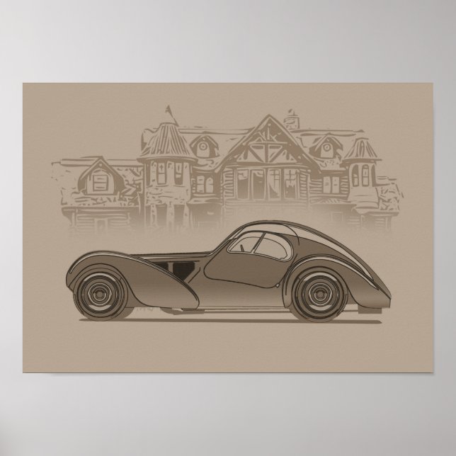 Affiche Œuvre d'art de voiture rétro (Devant)